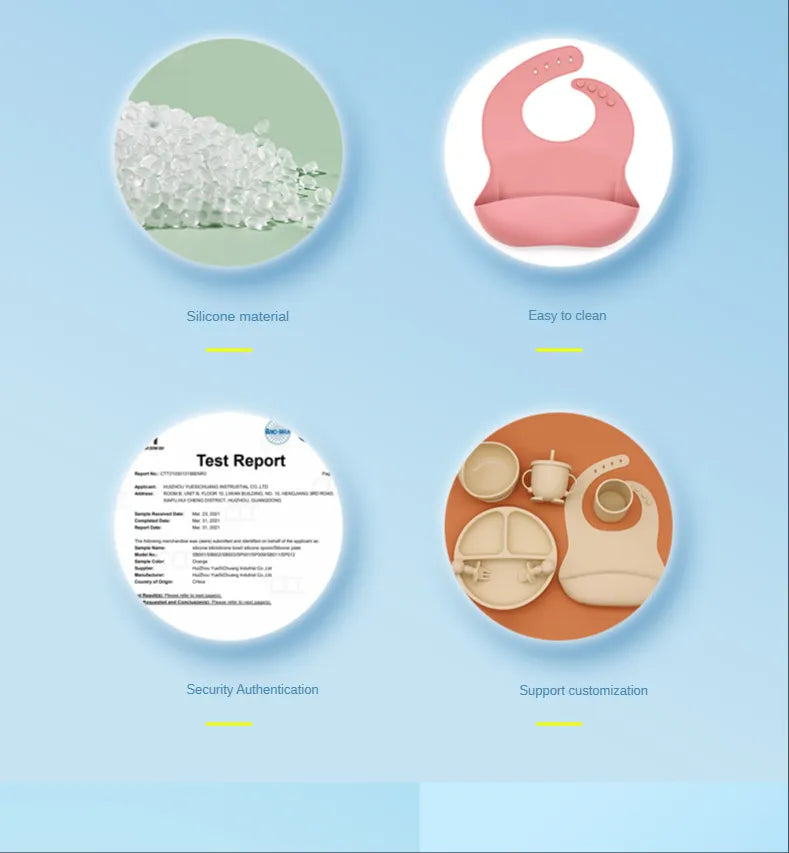 Silicone Baby Feeding 8piece Set With Suction Cup