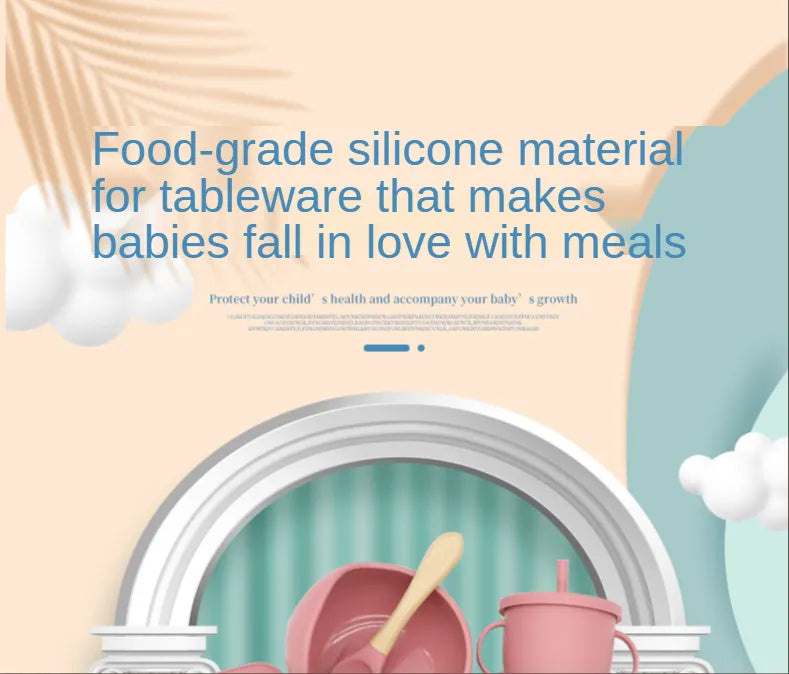 Silicone Baby Feeding 8piece Set With Suction Cup