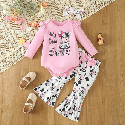 Girls Long-sleeve Cowprint