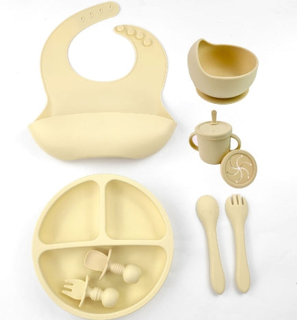 Silicone Baby Feeding 8piece Set With Suction Cup