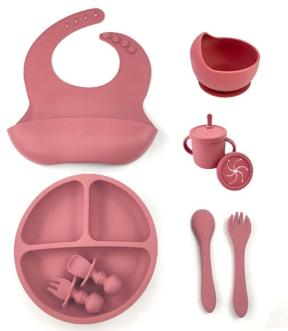 Silicone Baby Feeding 8piece Set With Suction Cup