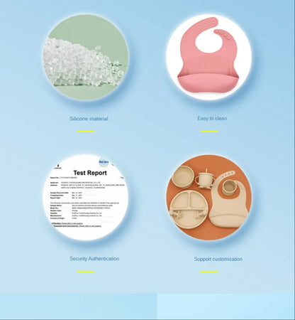 Silicone Baby Feeding 8piece Set With Suction Cup