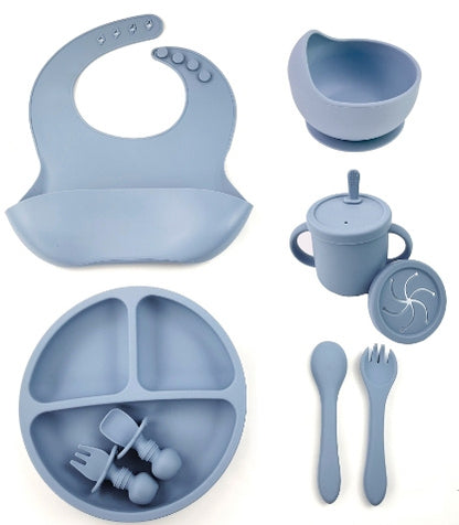 Silicone Baby Feeding 8piece Set With Suction Cup