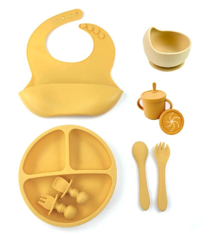 Silicone Baby Feeding 8piece Set With Suction Cup